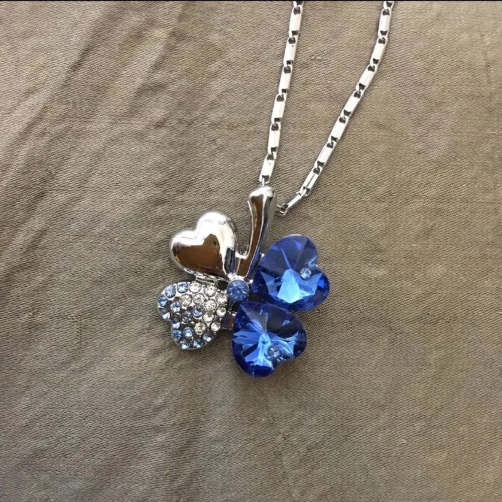 WGP Dark Blue Swarovski Elements flower necklace